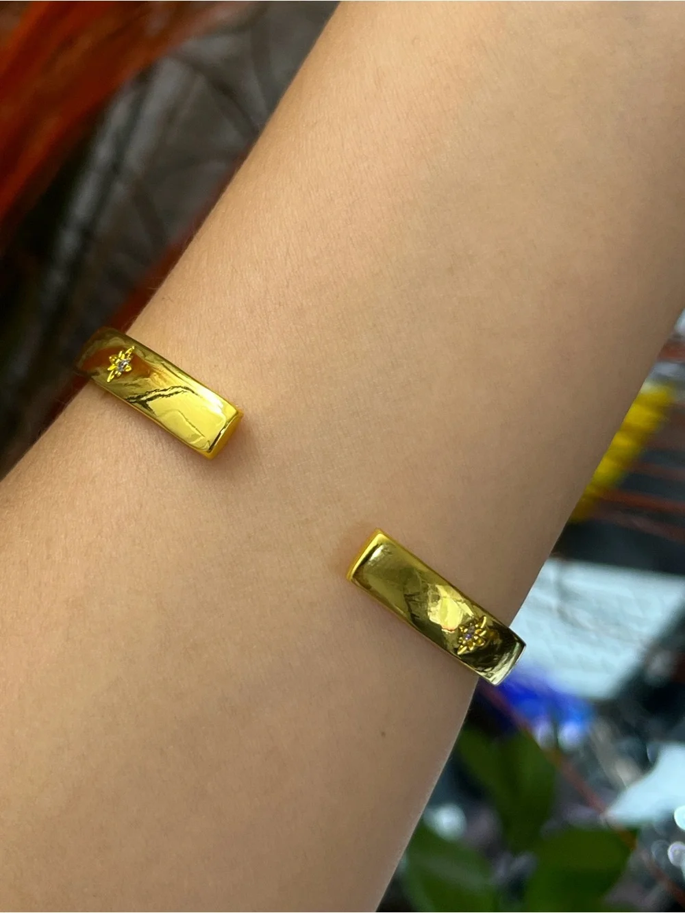 6mm Wide Cz Stars Silver Gold Cuff Bangle Bracelet for Women girls top seller